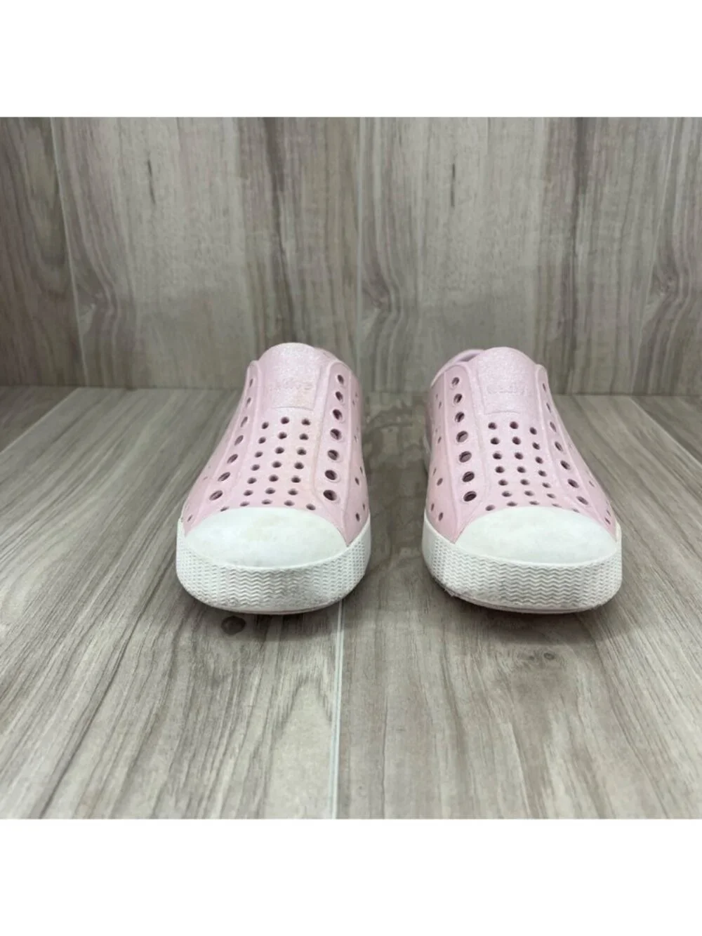 Native Jefferson Shoes Kids Toddler 11 Bio Bling Pink Glitter Slip On Waterproof
